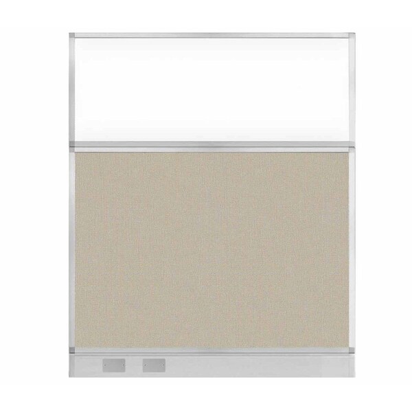 Hush Panel Configurable Cubicle Partition 5' x 6' Sand Fabric Clear Window w/ Cable Channel